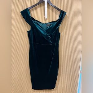 Emerald green velvet dress